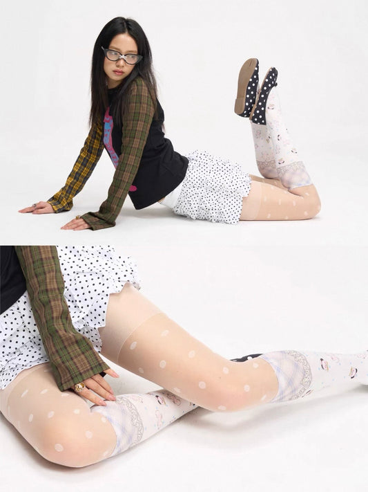 HoMood / Panda & Dalmatian Polka Dot Crew Socks