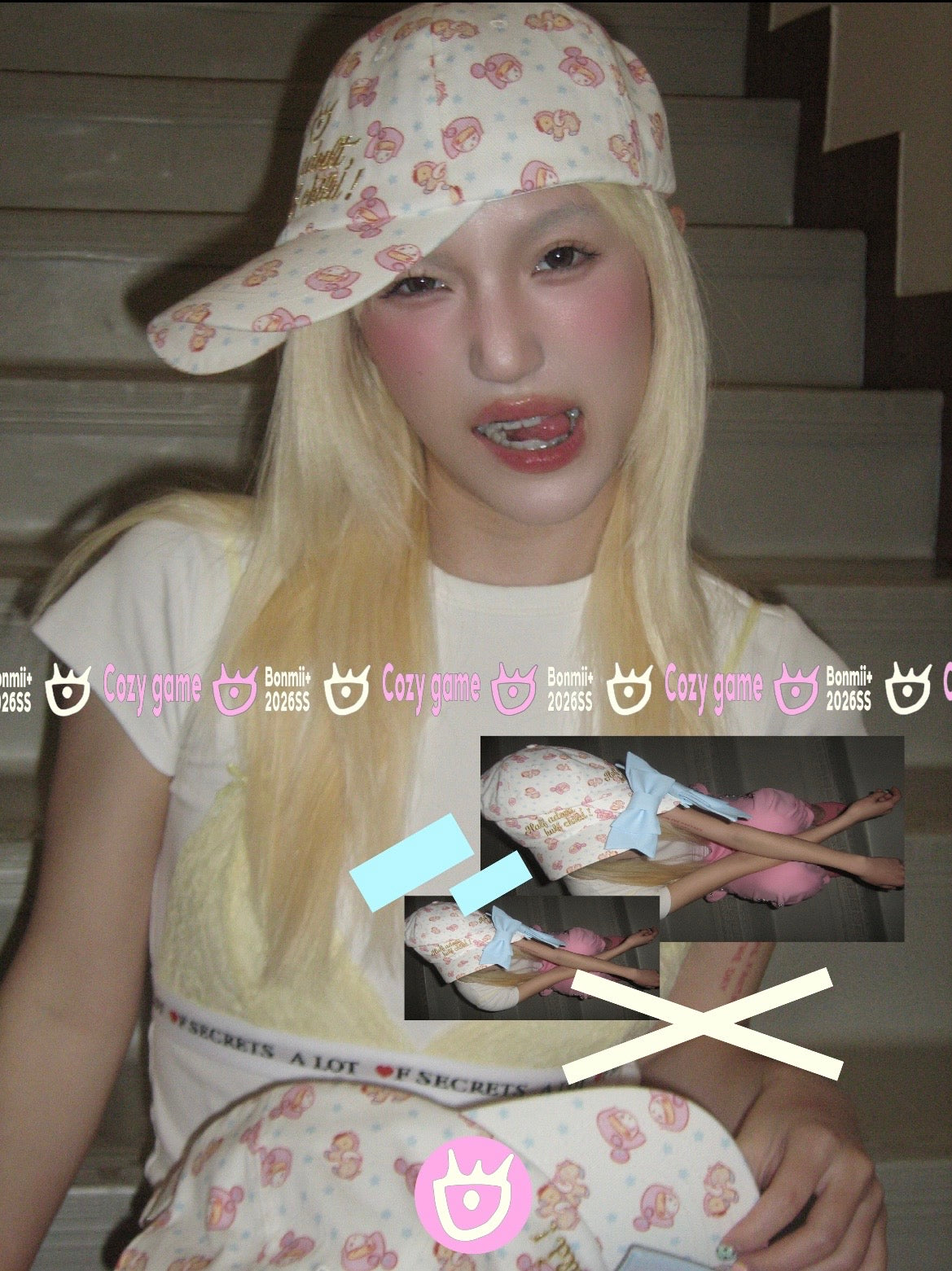 半家家 Bonmii / Pony Girl Ribbon Baseball Cap