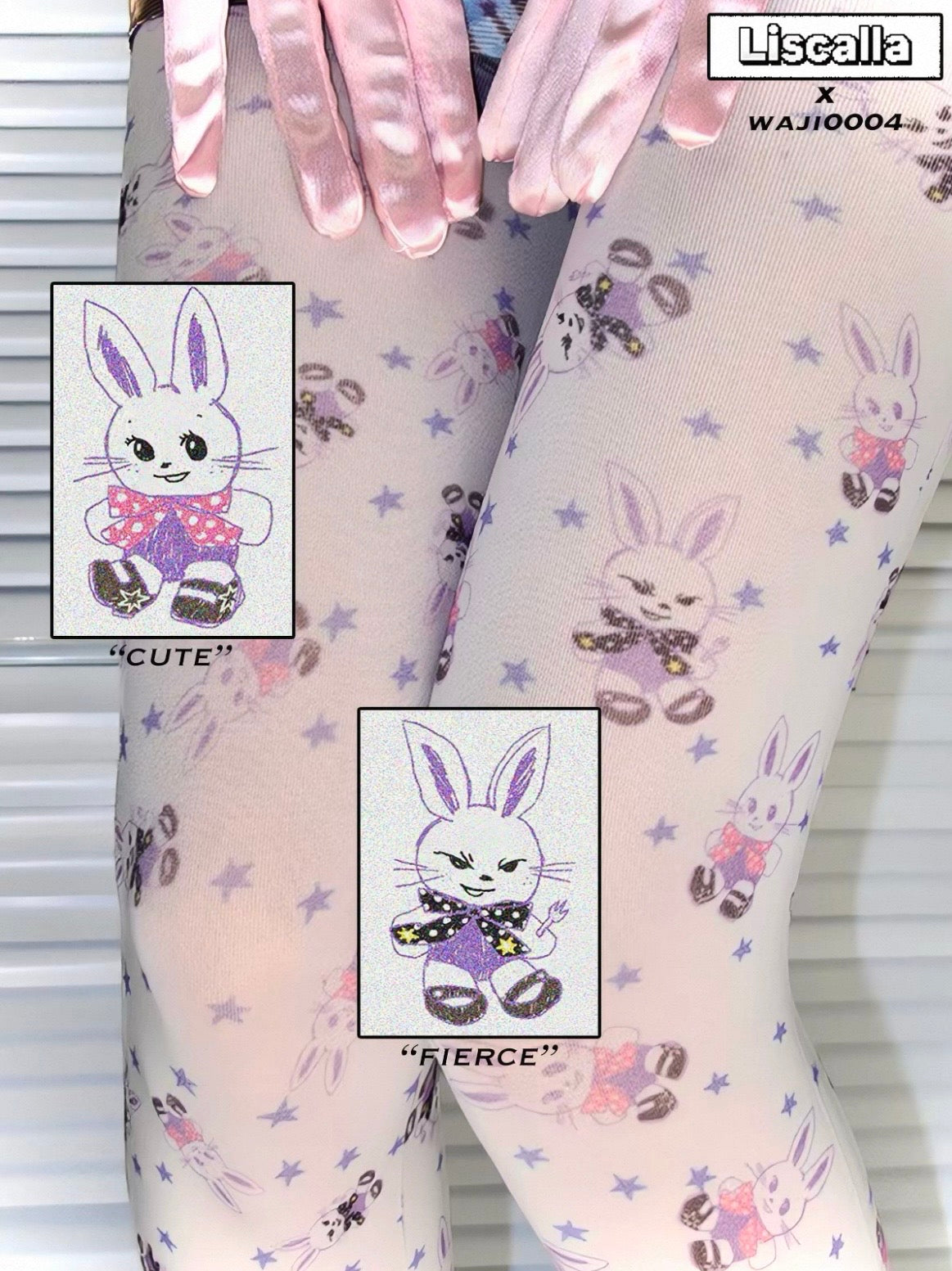 LISCALLA / "Sewing Period" Cute Rabbit Patchwork illustration Tights