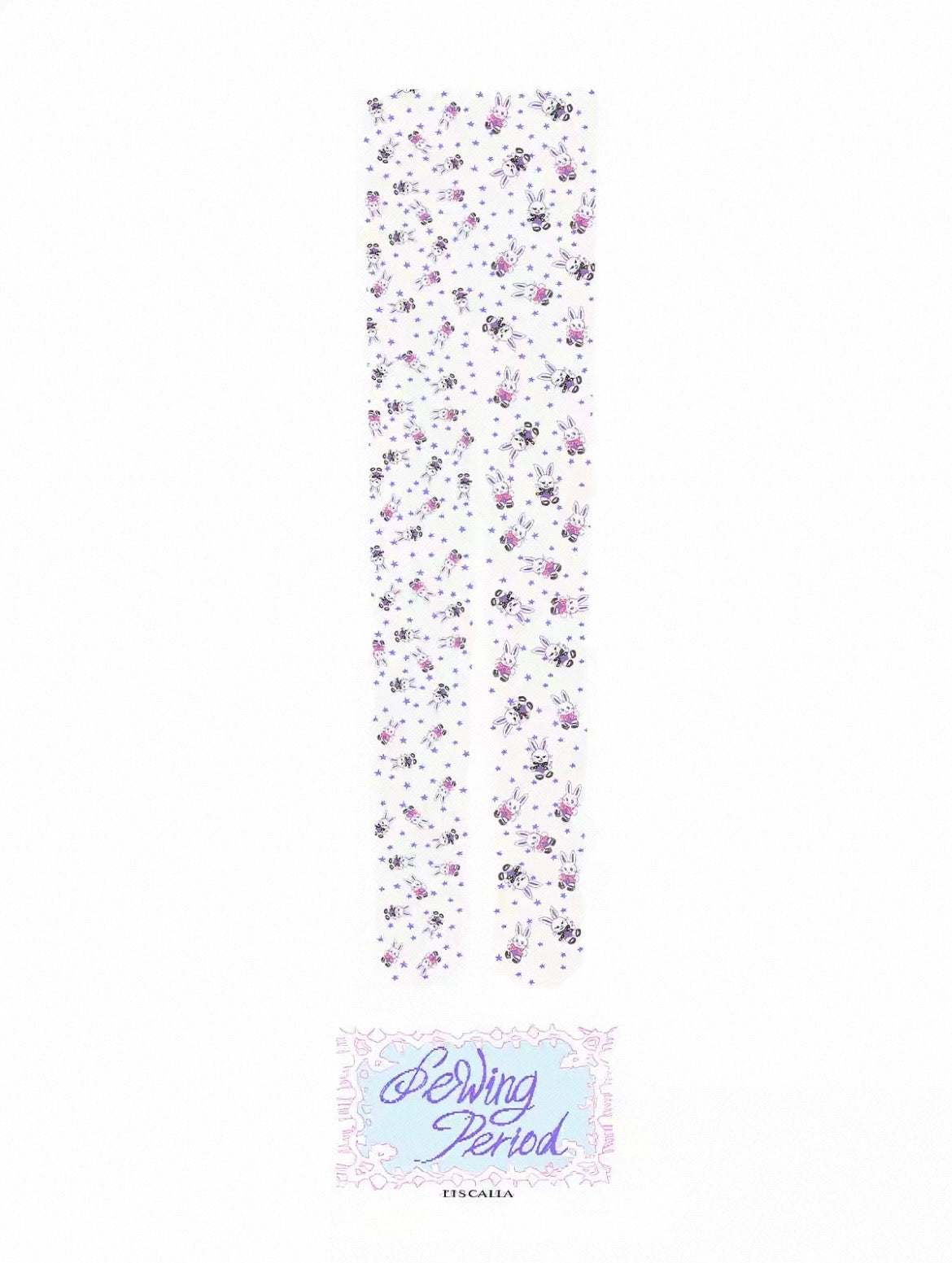 LISCALLA / "Sewing Period" Cute Rabbit Patchwork illustration Tights