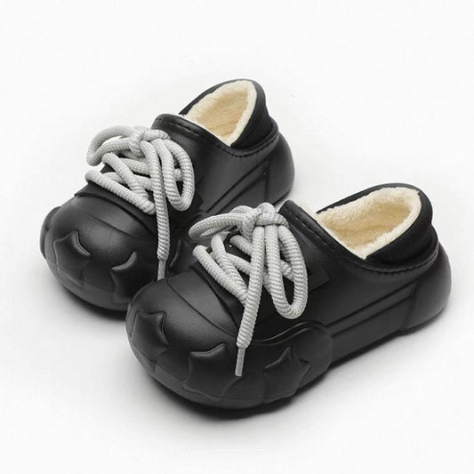 Cute Star Chunky Slippers [Black]