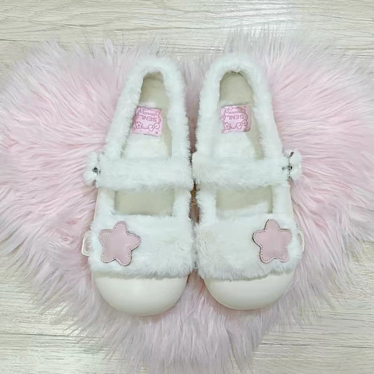 Star Fuzzy Winter Shoes (White)