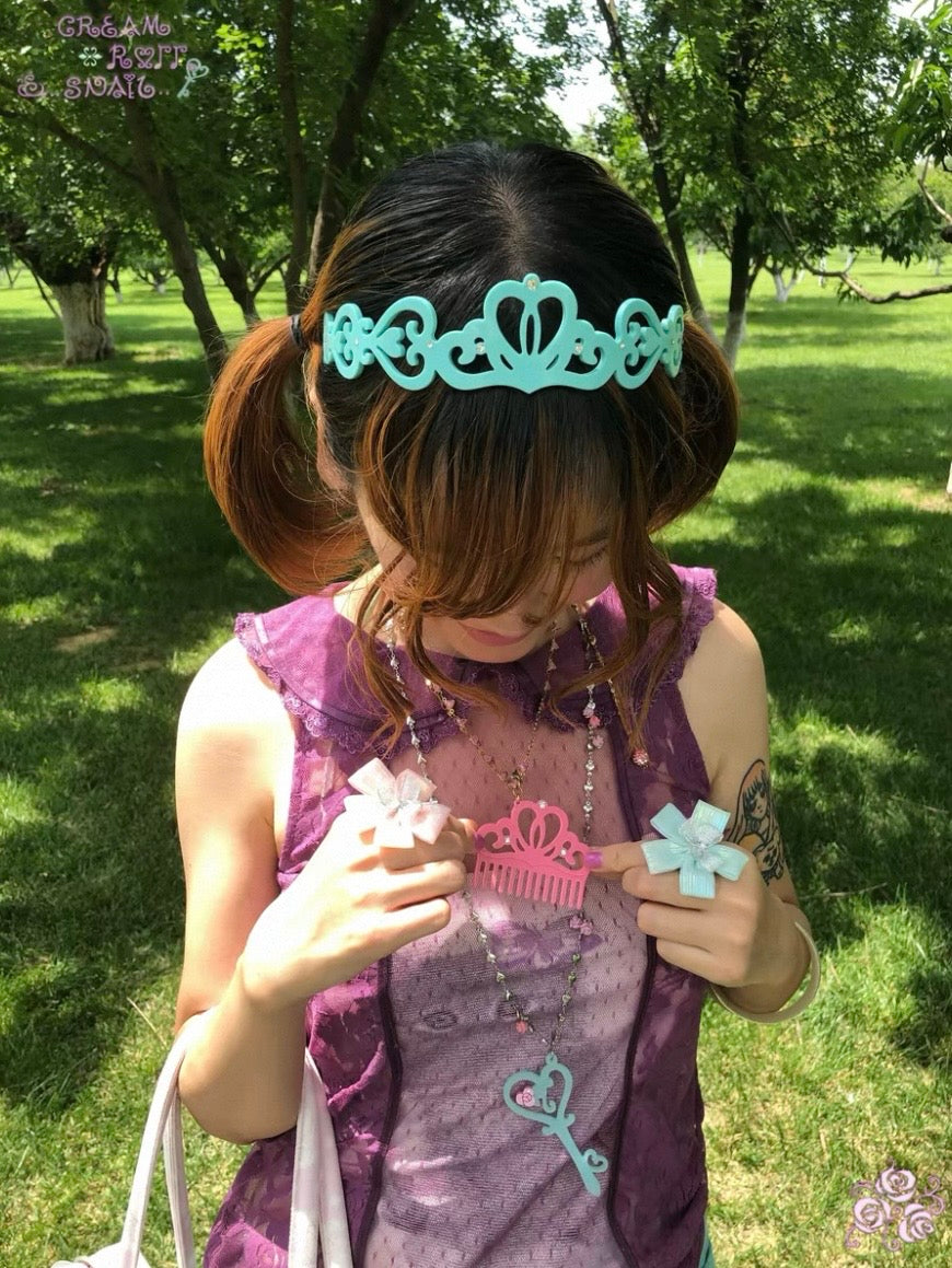 卷蜗Cream roll snail / Rose Crown Headband (Blue)